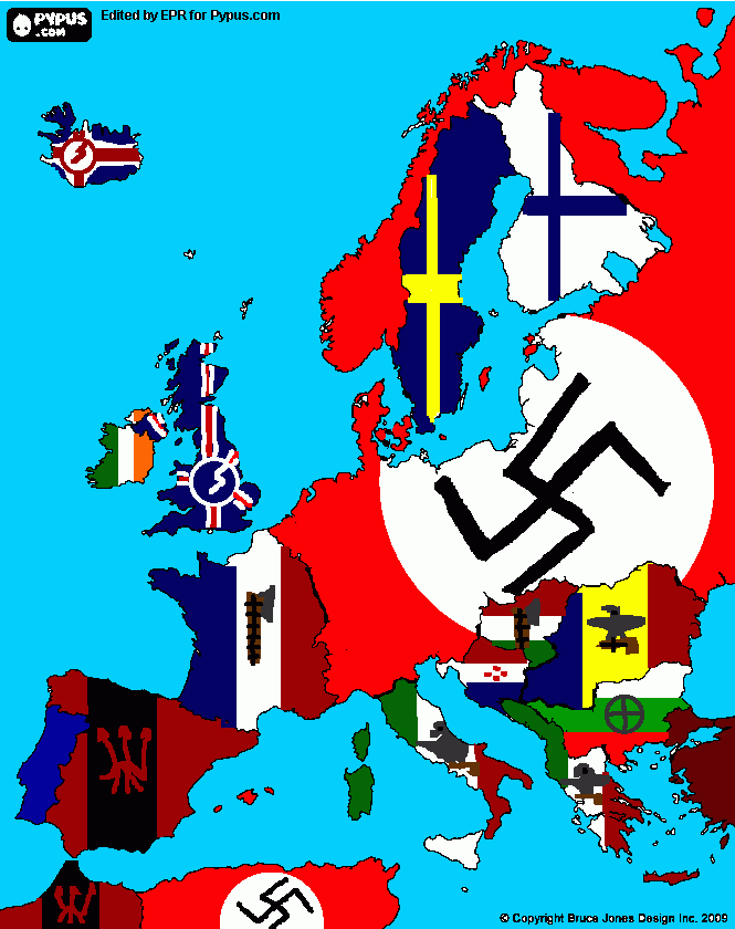 Mapa alternativo da Europa pós segunda guerra para colorir e imprimir