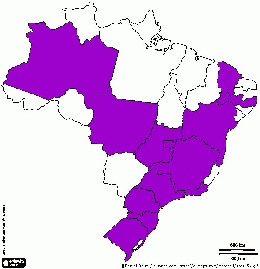 Mapa Brasil Tecfit para colorir e imprimir