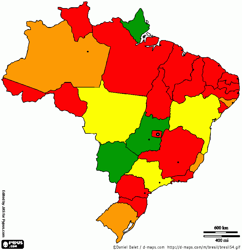 mapa calor do Brasil para colorir e imprimir