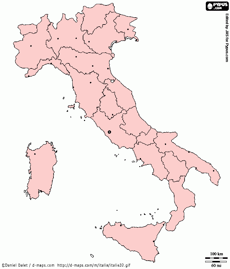 mapa da Itália para colorir e imprimir