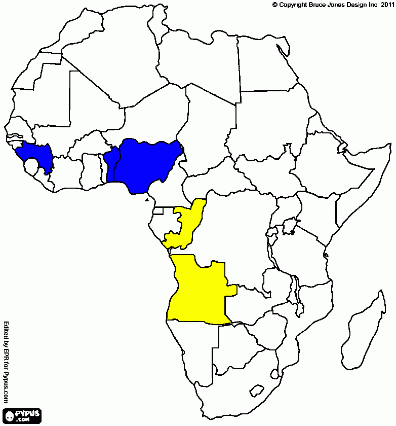 Mapa da África para colorir e imprimir