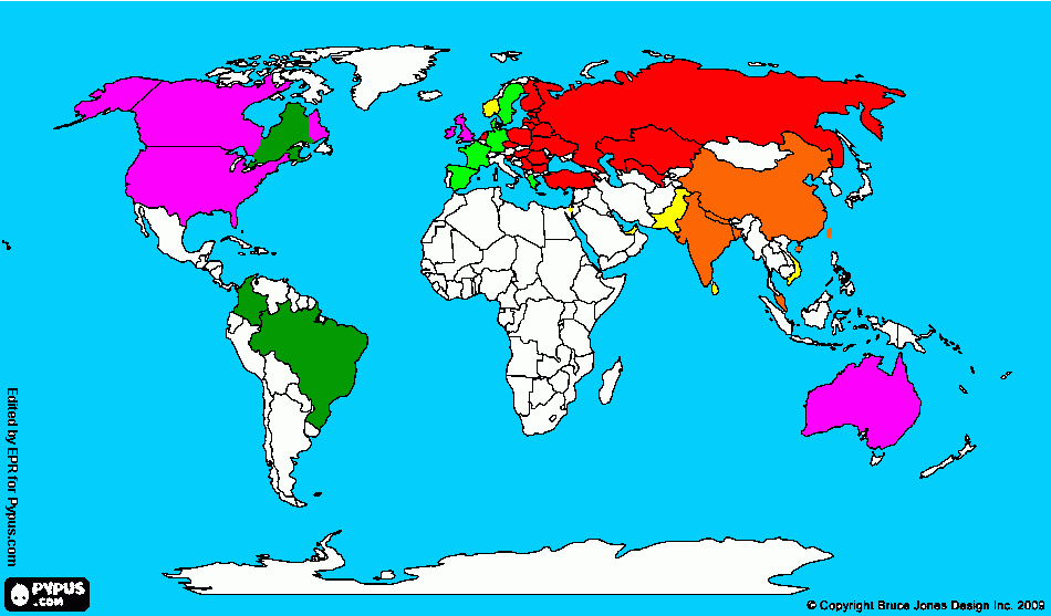 Mapa das Olimpíadas para colorir e imprimir