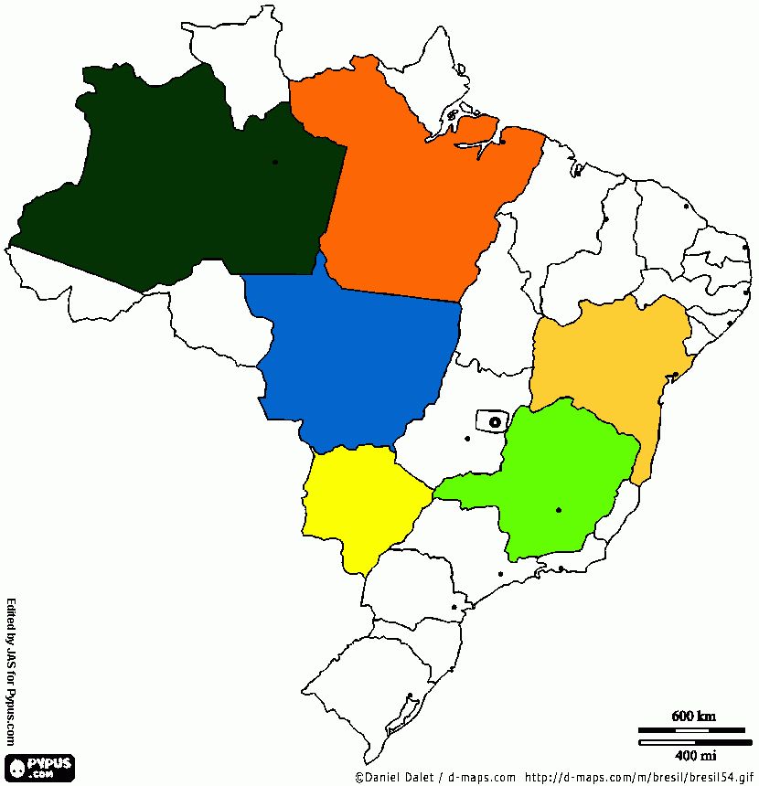 Mapa do Brasil-Atividade 13 para colorir e imprimir