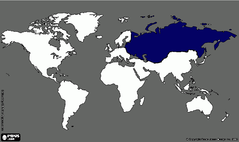 Mapa do tamanho da União Soviética comparado ao mundo! para colorir e imprimir