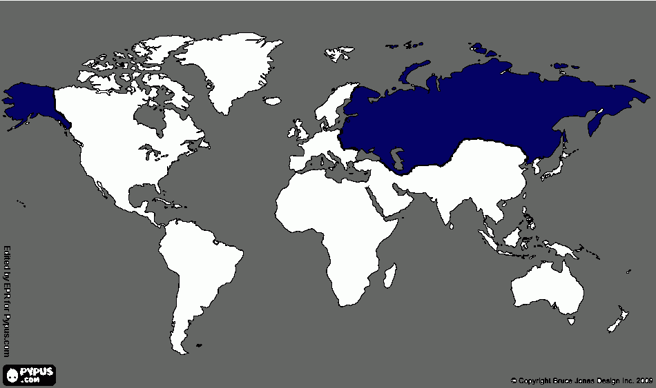 Mapa do tamanho do Império Russo comparado ao mundo! para colorir e imprimir