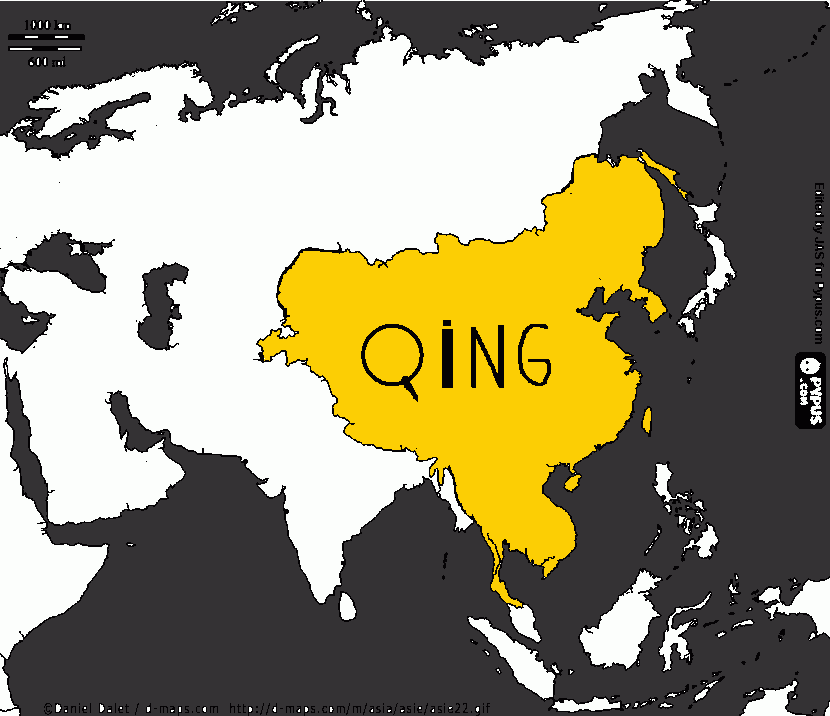 Mapa do territorio da Dinastia Qing em seu auge para colorir e imprimir