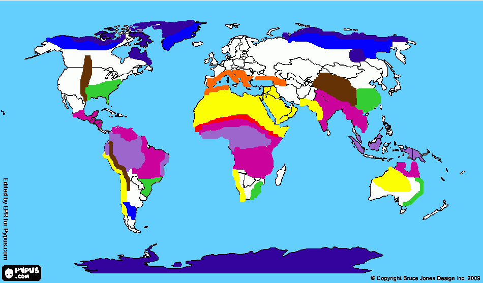 Mapa dos climas para colorir e imprimir