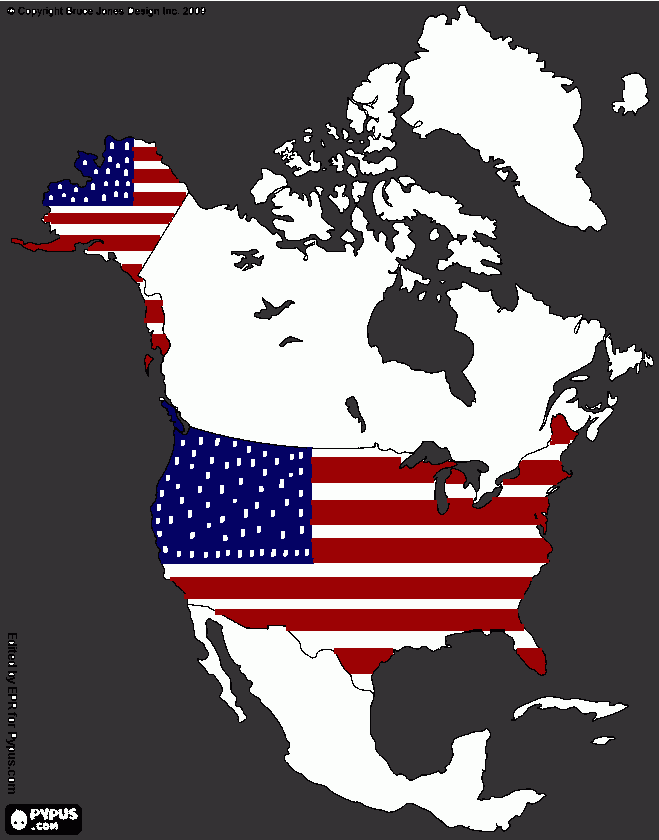 Mapa dos EUA: Império Americano para colorir e imprimir