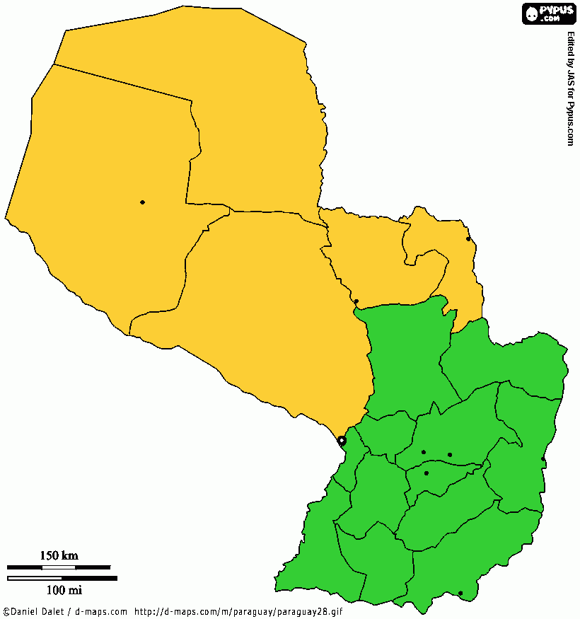 mapa Paraguai para colorir e imprimir