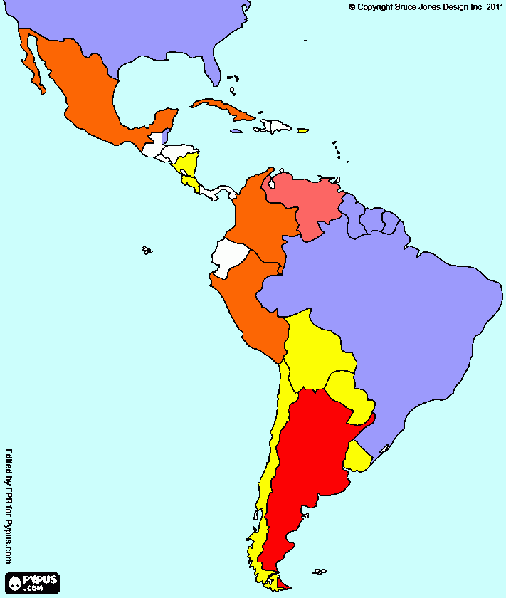 mapa pg america latina para colorir e imprimir