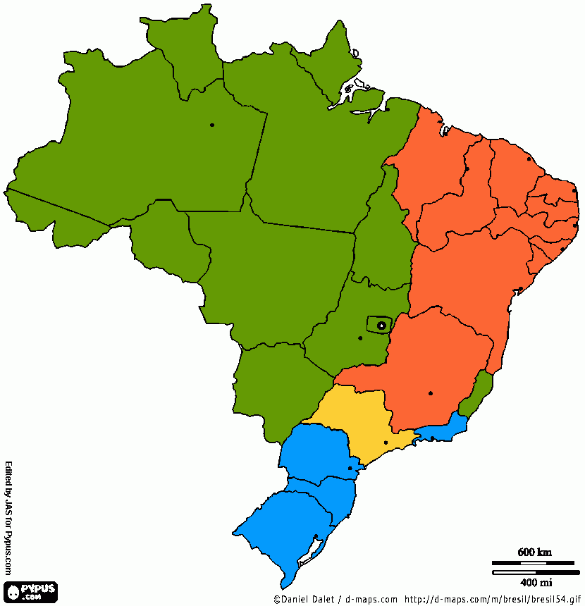 Mapa por células para colorir e imprimir