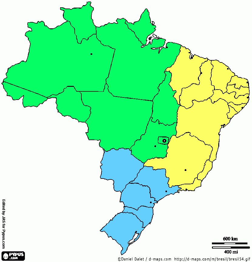 Mapa Regionais para colorir e imprimir