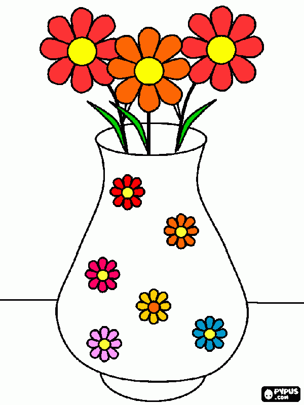 margaridas em vasos decorado para colorir e imprimir