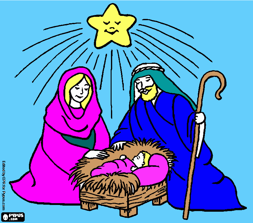 maria e jose e jesus para colorir e imprimir