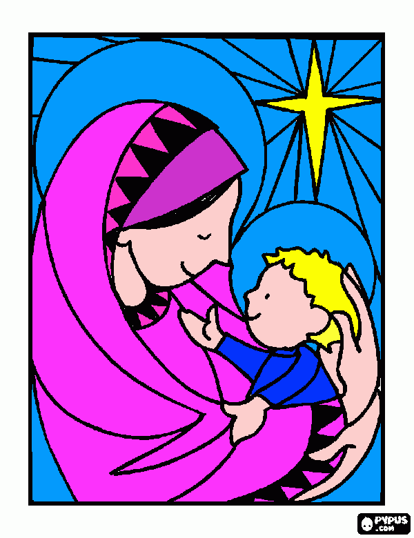 maria e menino jesus para colorir e imprimir
