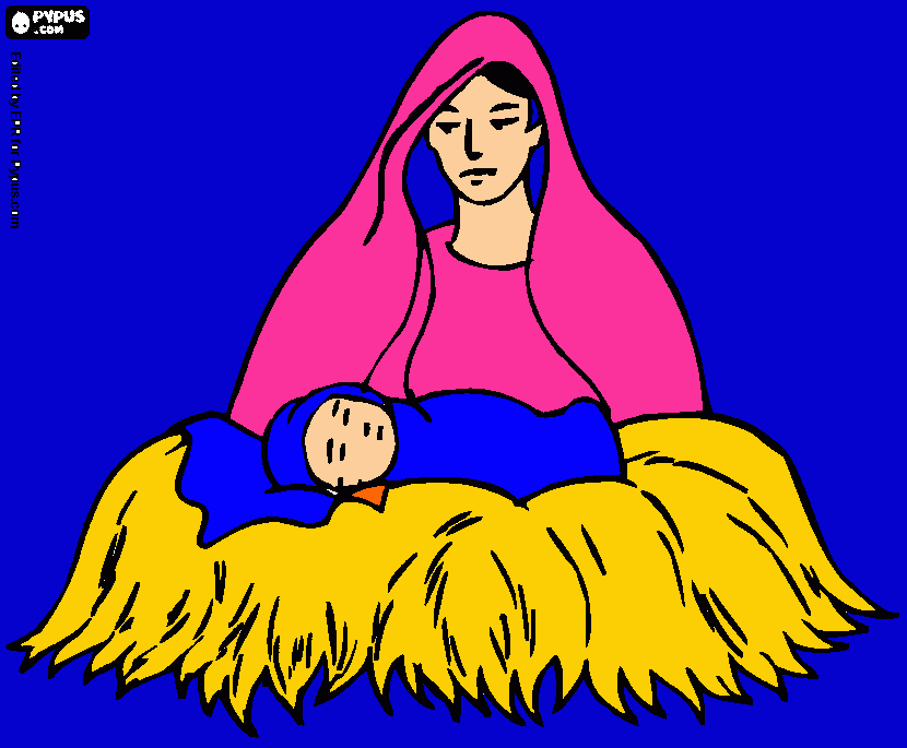 maria e o menino jesus para colorir e imprimir