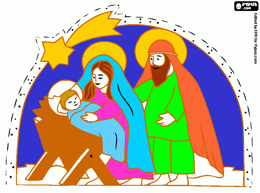 maria jose e jesus para colorir e imprimir