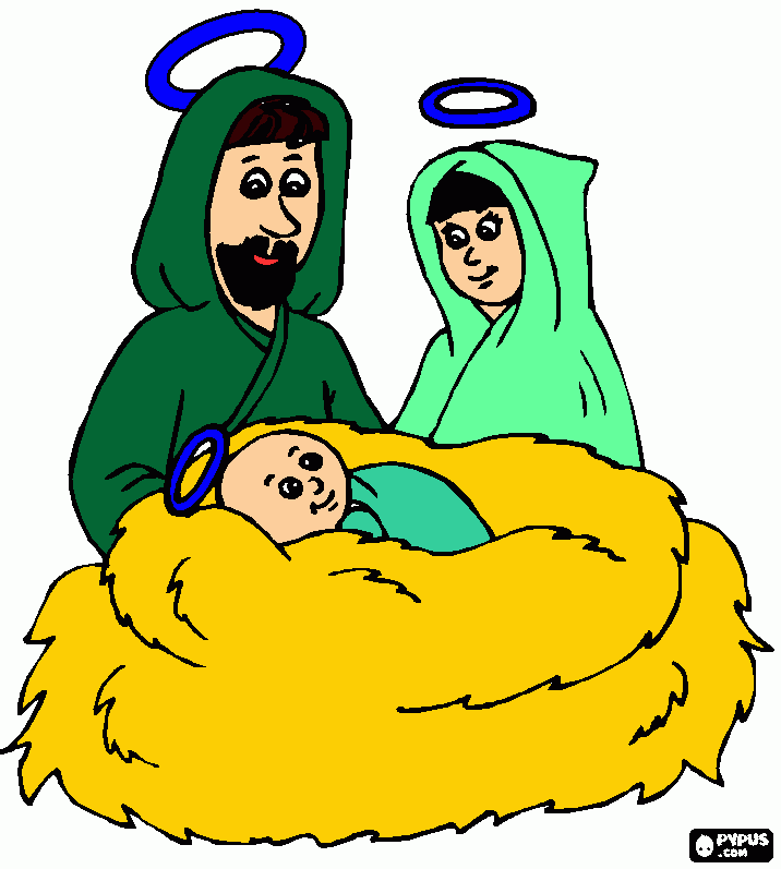 maria menino jesus e jose para colorir e imprimir