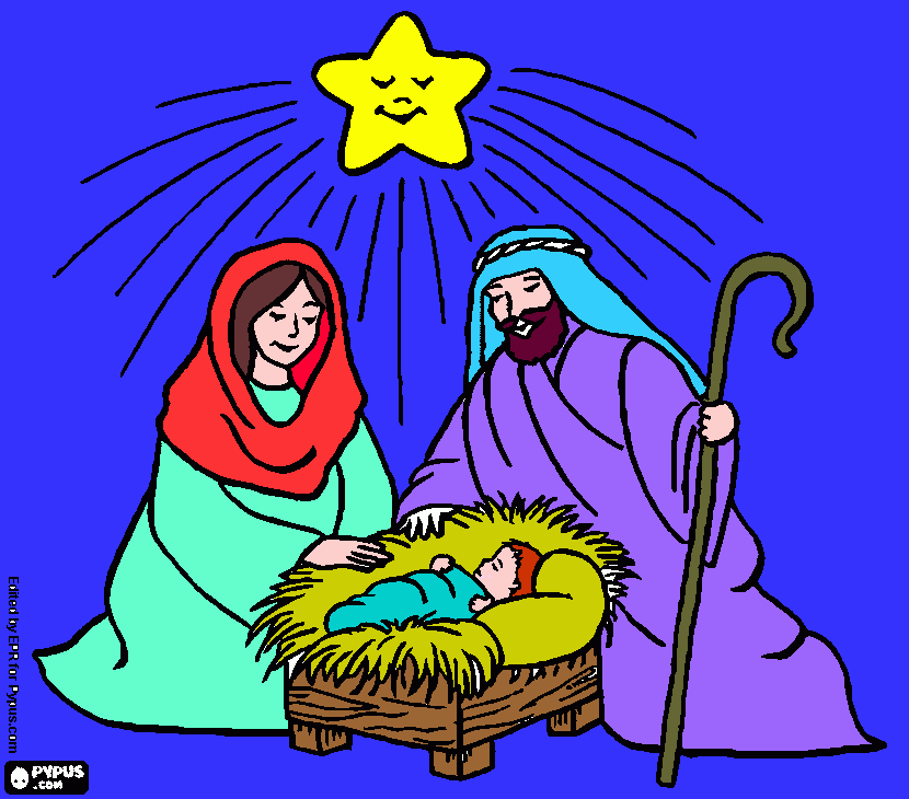 Maria,jose e jesus para colorir e imprimir