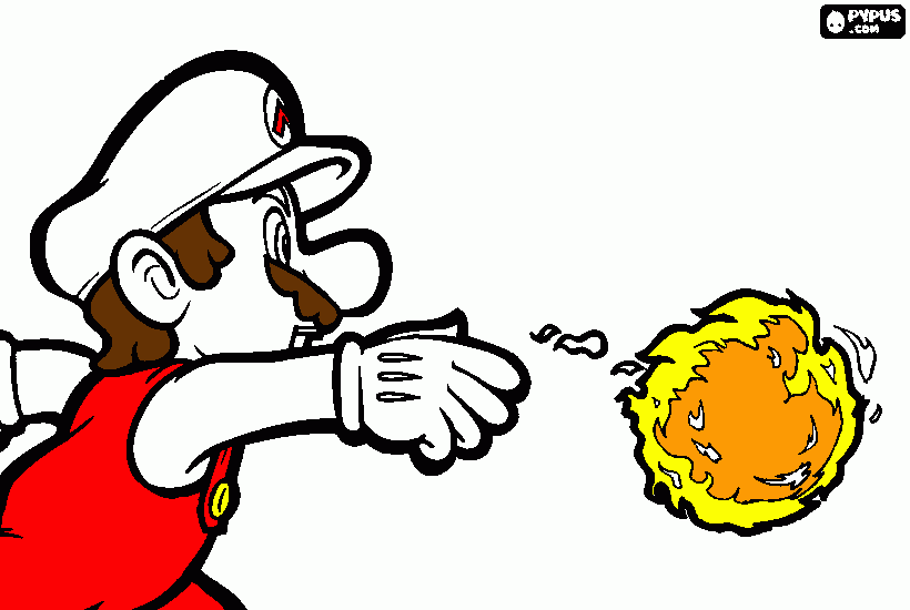 mario de fogo para colorir e imprimir