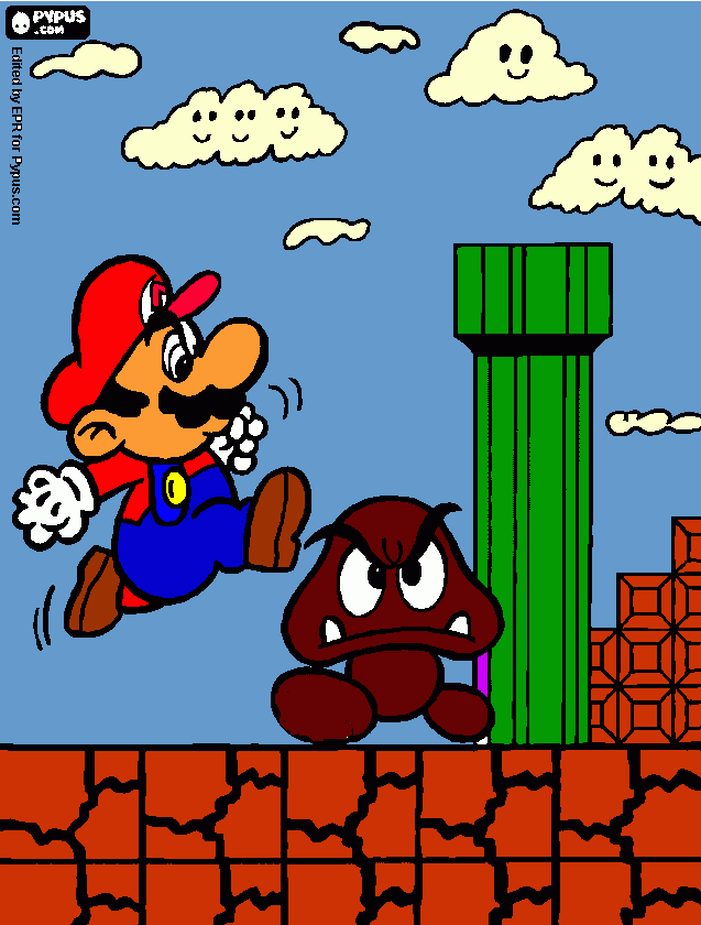 mario e goomba para colorir e imprimir