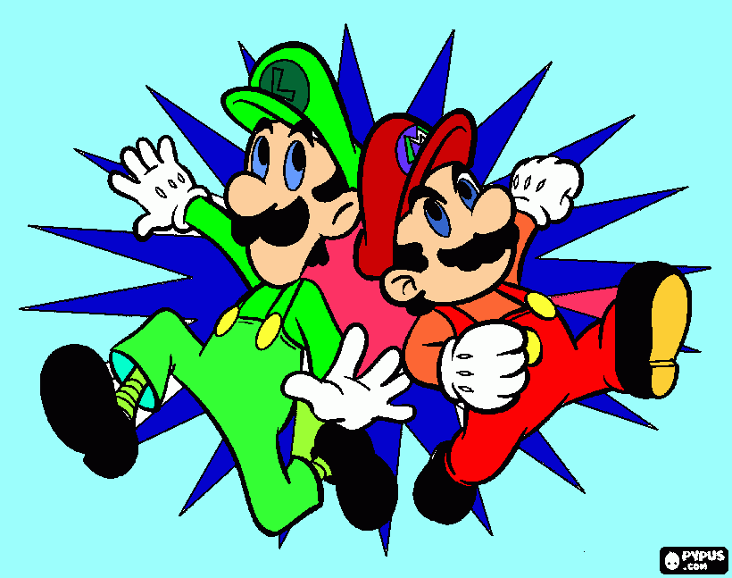 MARIO E SEU IRMAO LUIGI para colorir e imprimir
