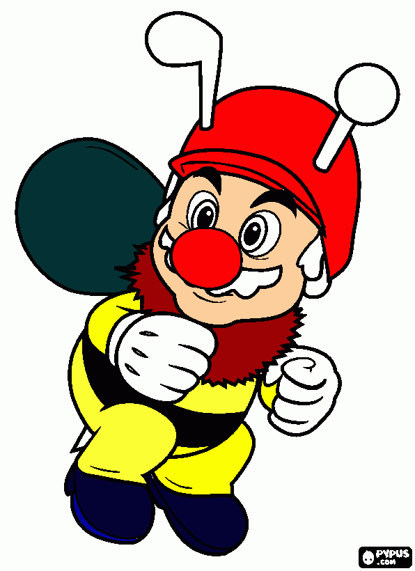 mario e uma abelinha bonitinha para colorir e imprimir