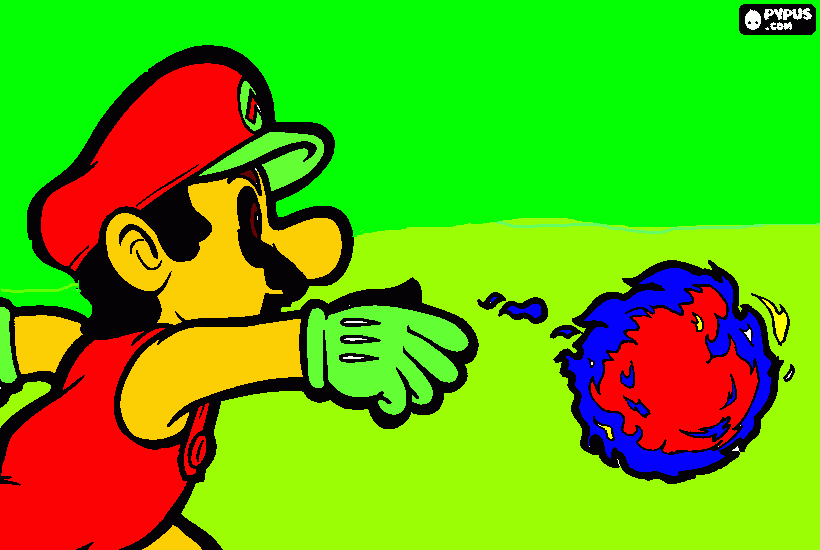 mario fogo para colorir e imprimir
