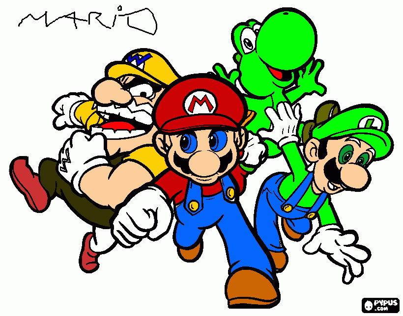 mario,yoshi,luigi e wario para colorir e imprimir