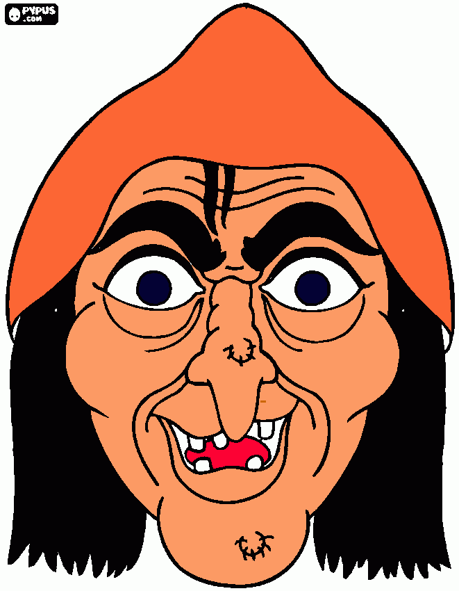 Mascara de Bruxa para colorir e imprimir