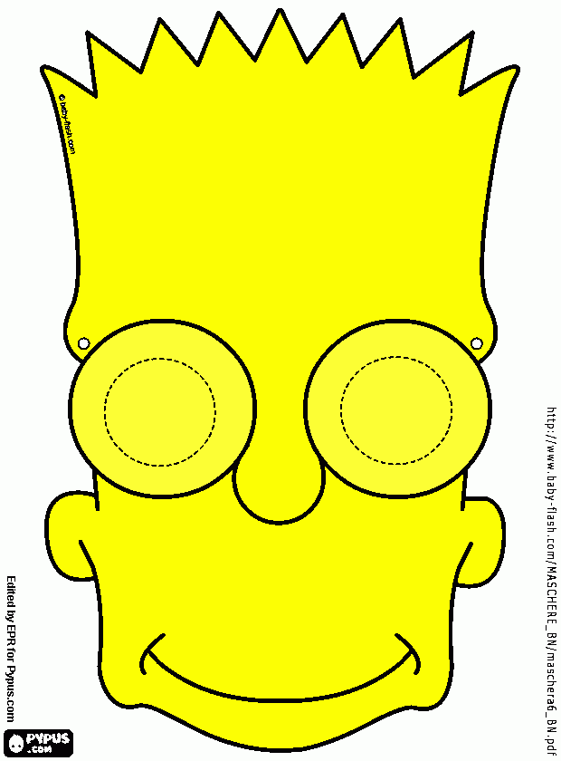 mascara do Bart simpsons para colorir e imprimir