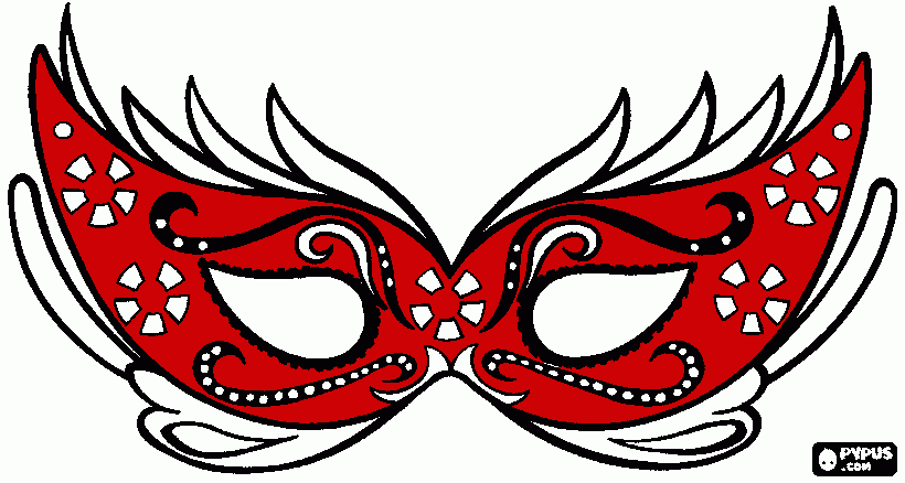 mascara vermelha para colorir e imprimir