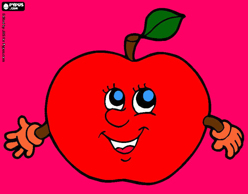 Maça fofinha para colorir e imprimir