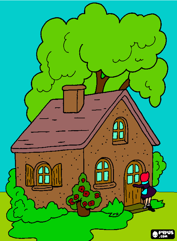menina chegando em casa para colorir e imprimir