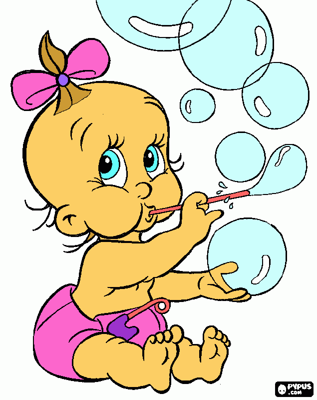 Menina com fralda para colorir e imprimir