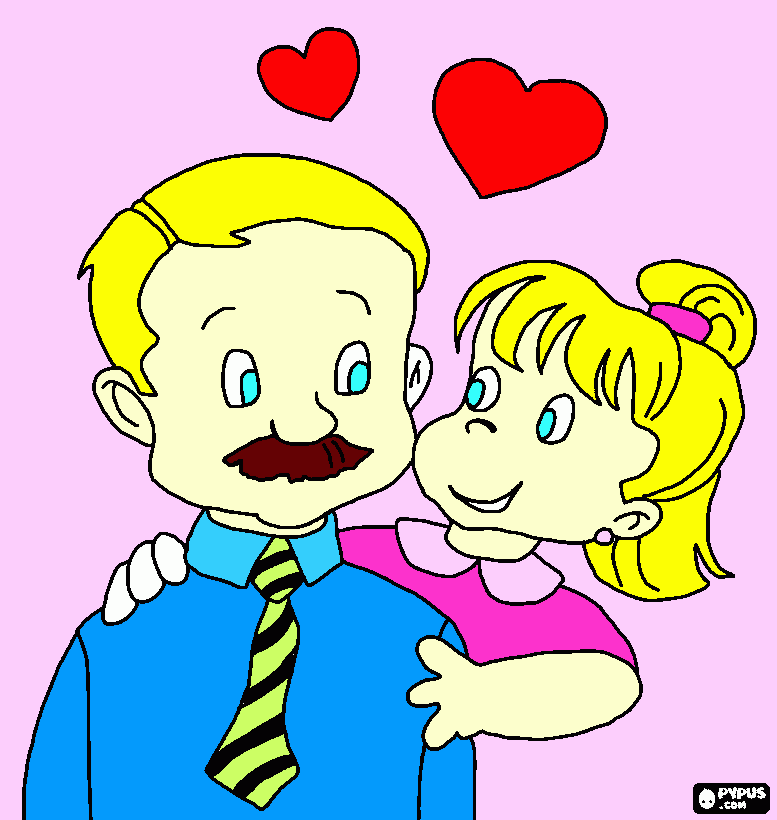Menina E Pai para colorir e imprimir