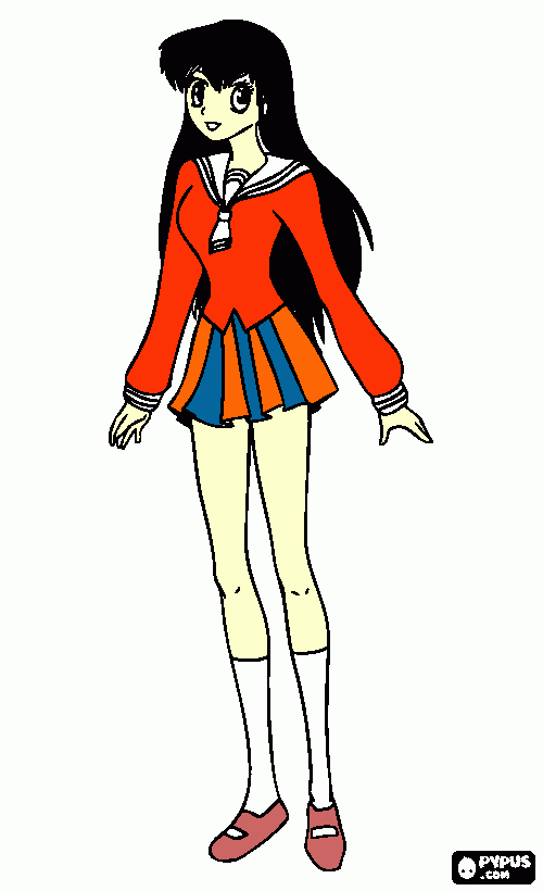 menina em mangá para colorir e imprimir