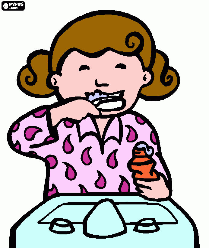 menina escovando os dentes desenho para colorir e imprimir