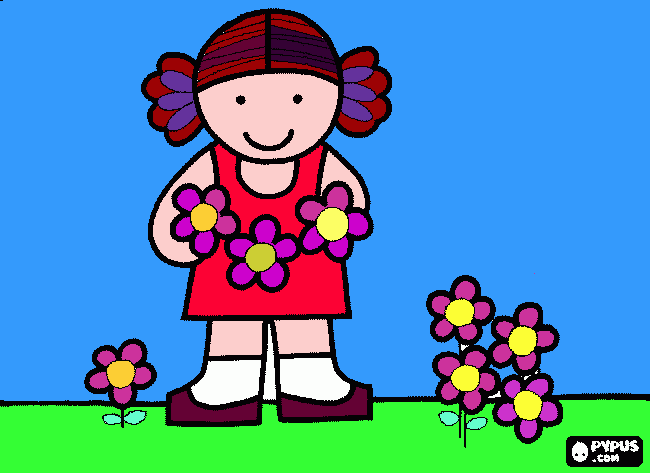 menina flor para colorir e imprimir