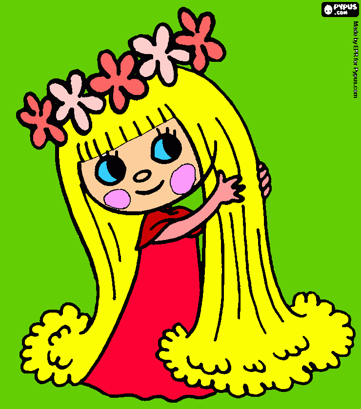 menina loira mechendo no cabelo para colorir e imprimir