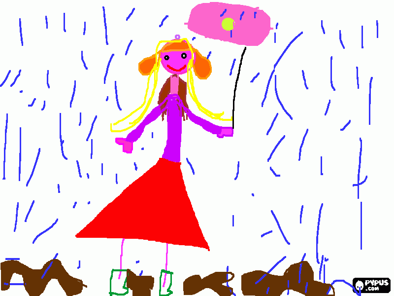 menina na chuva para colorir e imprimir