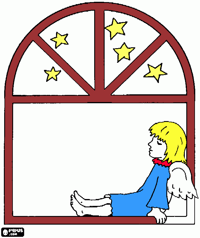 Menina na Janela para colorir e imprimir