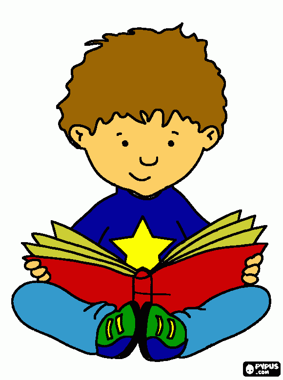 menino a ler para colorir e imprimir