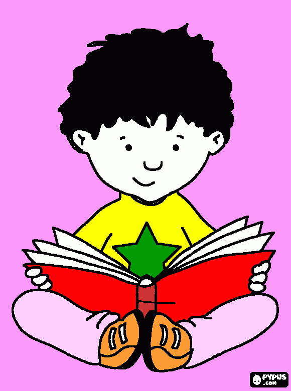 MENINO LENDO LIVRO!!! para colorir e imprimir
