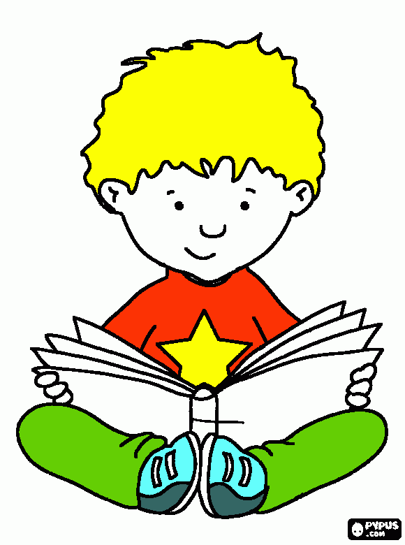 menino sentado para colorir e imprimir