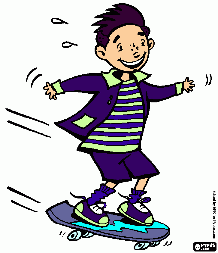 Menino skate para colorir e imprimir