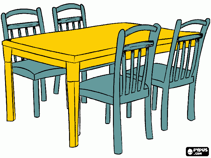 mesa e cadeiras para colorir e imprimir