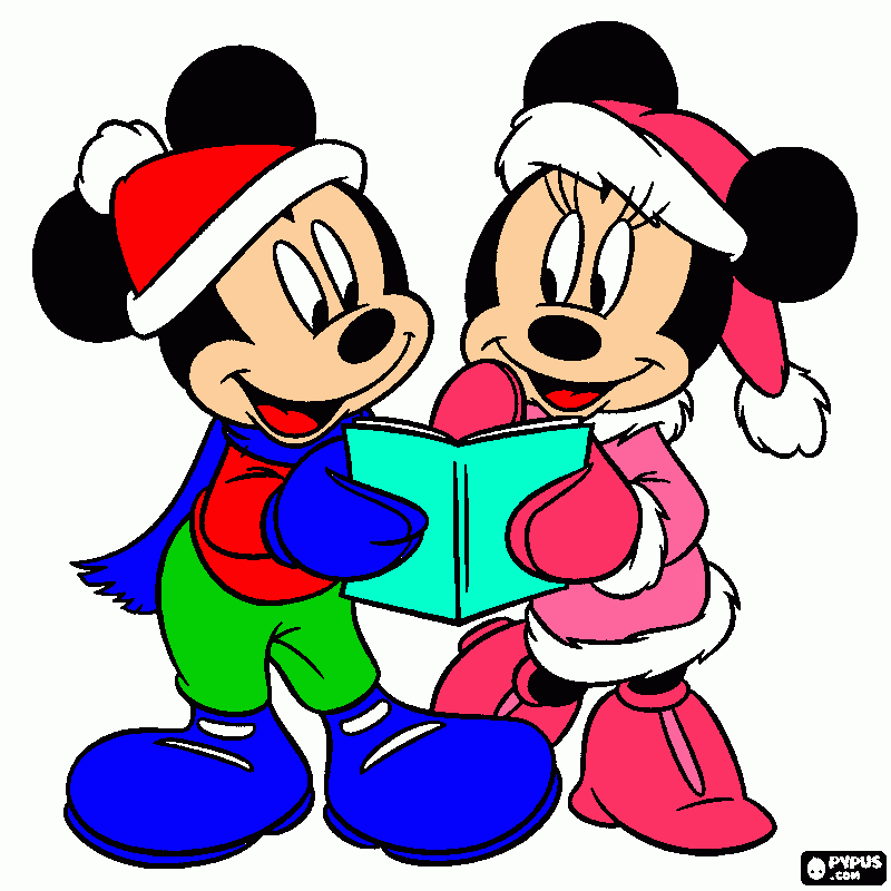 mickey e minnie cantando para colorir e imprimir