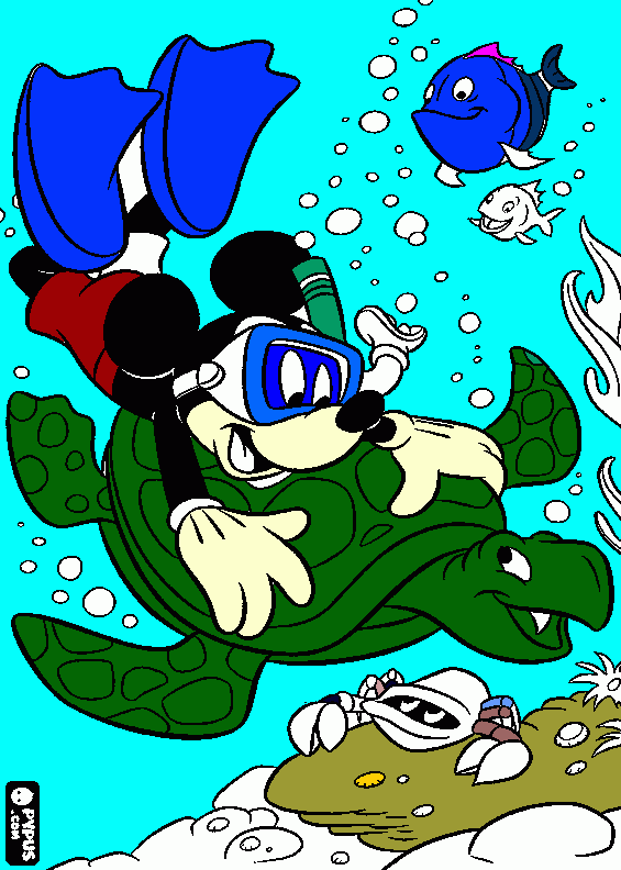 Mickey mergulho para colorir e imprimir