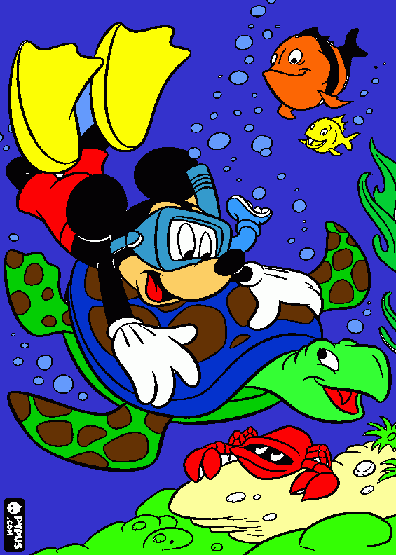 mickey no fundo do mar para colorir e imprimir